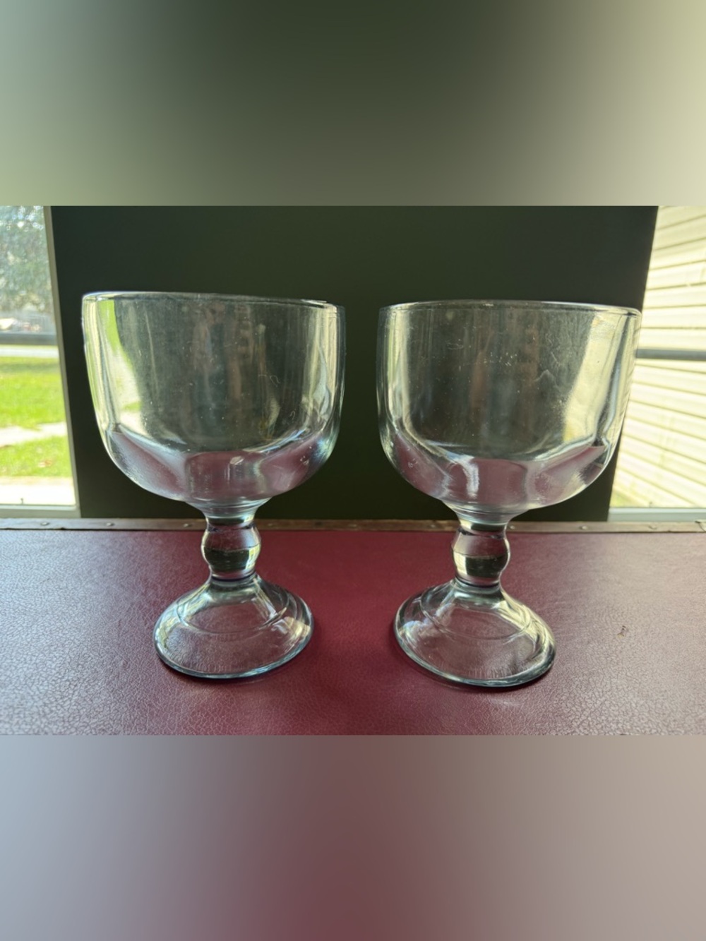 Pair of Clear Glass Schooners